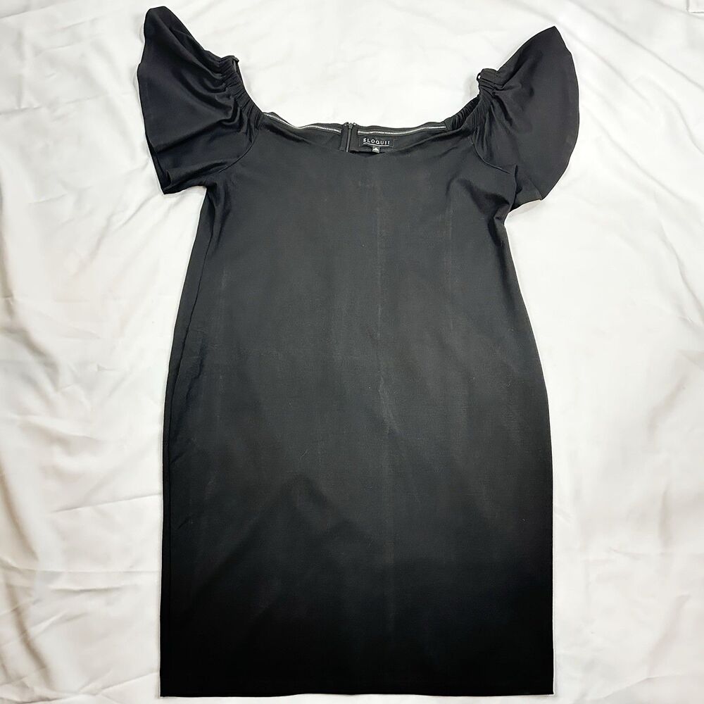 Eloquii Women's Plus Sz 20 Black Ruffle Sleeve Midi Off the Shoulder Zip Dress